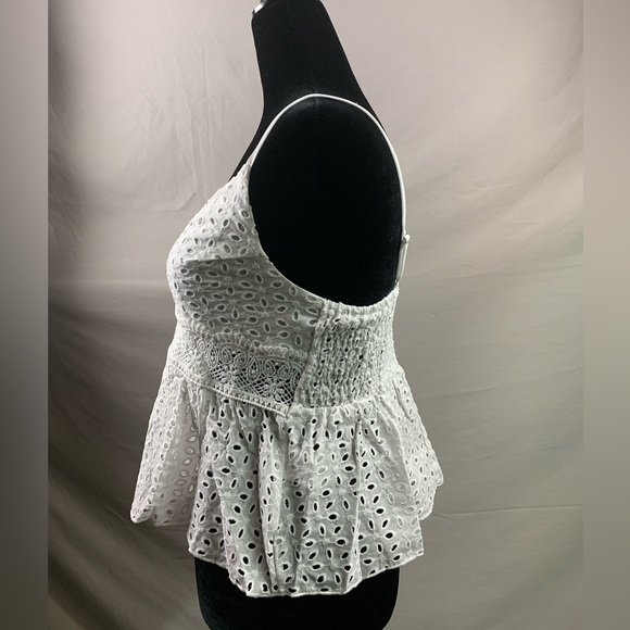 *RESTOCKED* Eyelet Shirred Back Peplum Cami Top - Picture 7 of 8